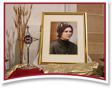 Display including image of  Venerable Mother Clelia Merloni